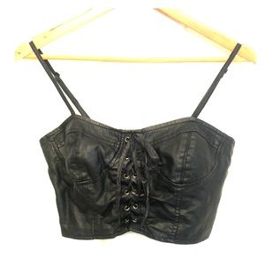 Faux leather boustier type tank